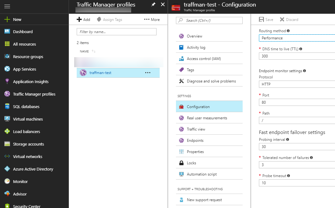 Traffic Manager configuration